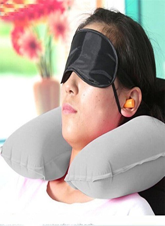 CLOMANA® Velvet Multicolour Tourister Travel Pillow for Tourist Person with Eye Mask and Ear Bud - Image 2
